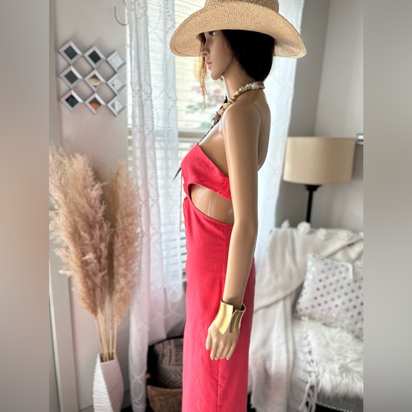 Cut Out Strapless Midi Cut Out Dress Pink - Picture 7 of 8